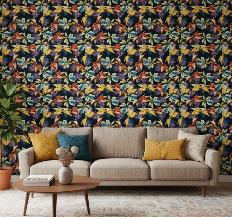 Ornamental flower wallpaper tiger lily floral design - TenStickers