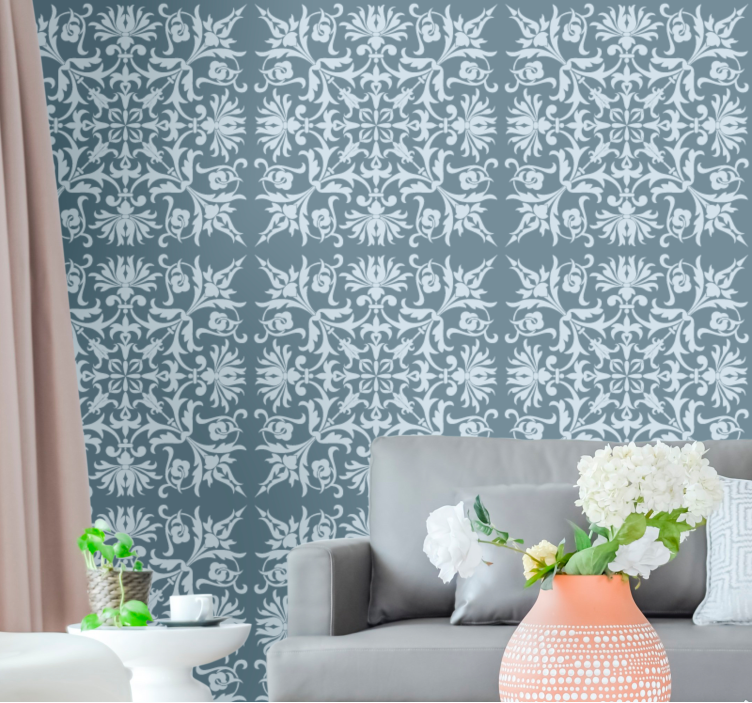 Ornamental flower wallpaper with decorative floral design - TenStickers