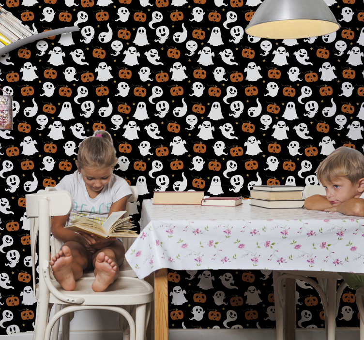 Ornamental halloween ghosts Room Wallpaper - TenStickers