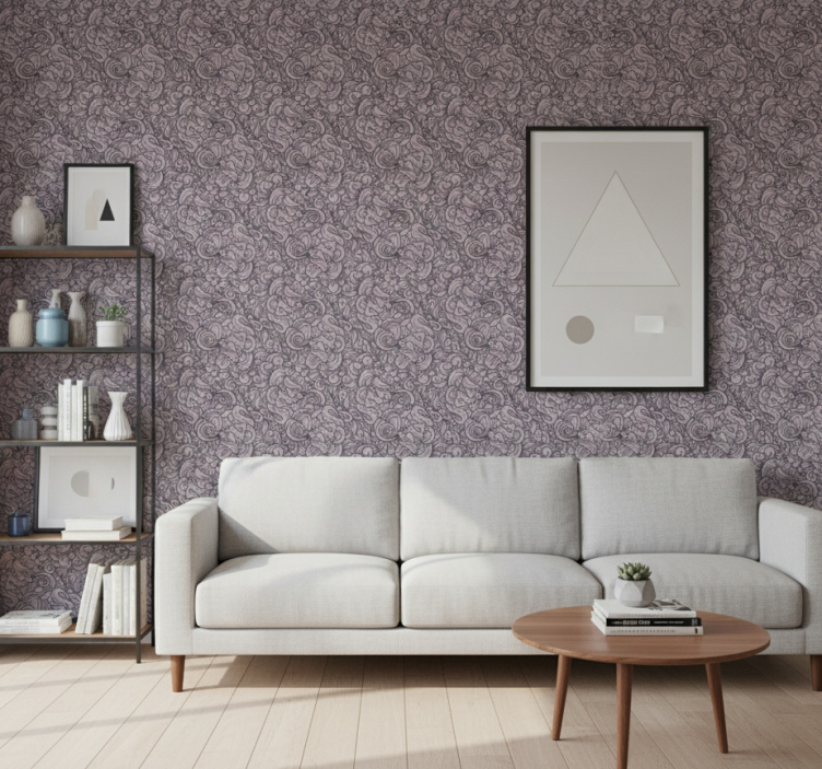 Living room wallpaper abstract paisley design - TenStickers