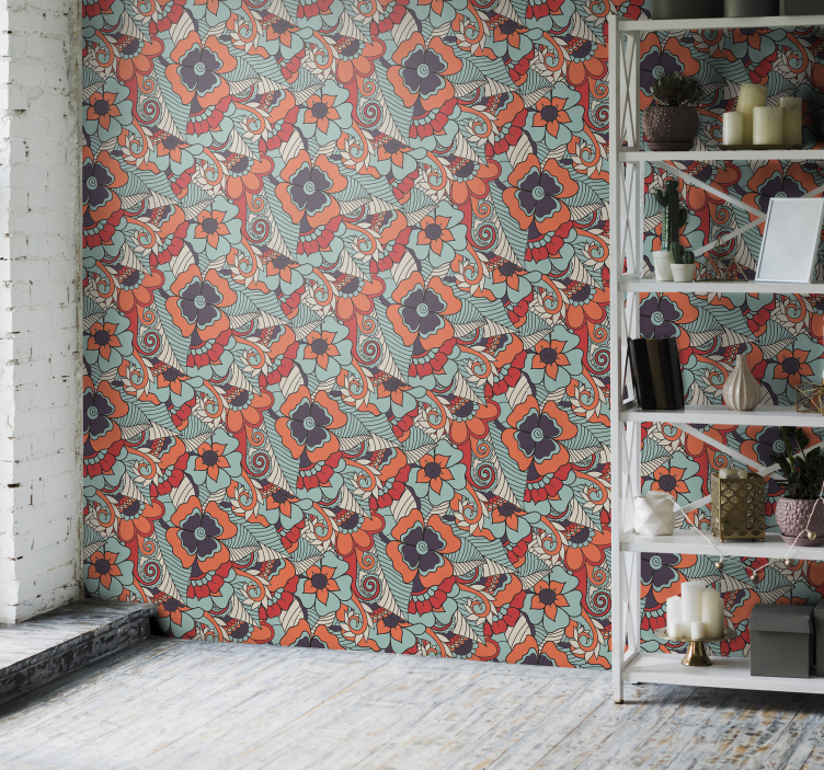 Living Room Wallpaper floral paisley - TenStickers