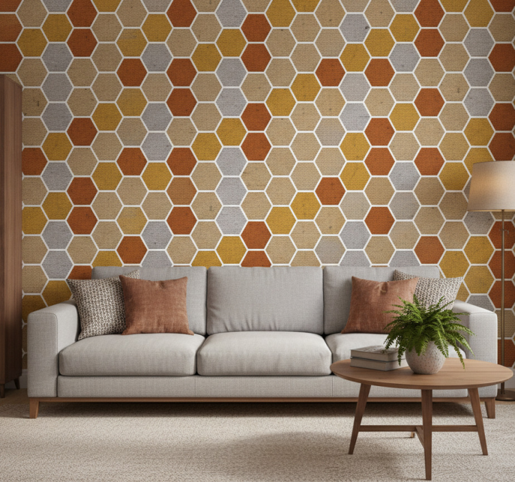 Ornamental wallpaper with panel effect texture - TenStickers