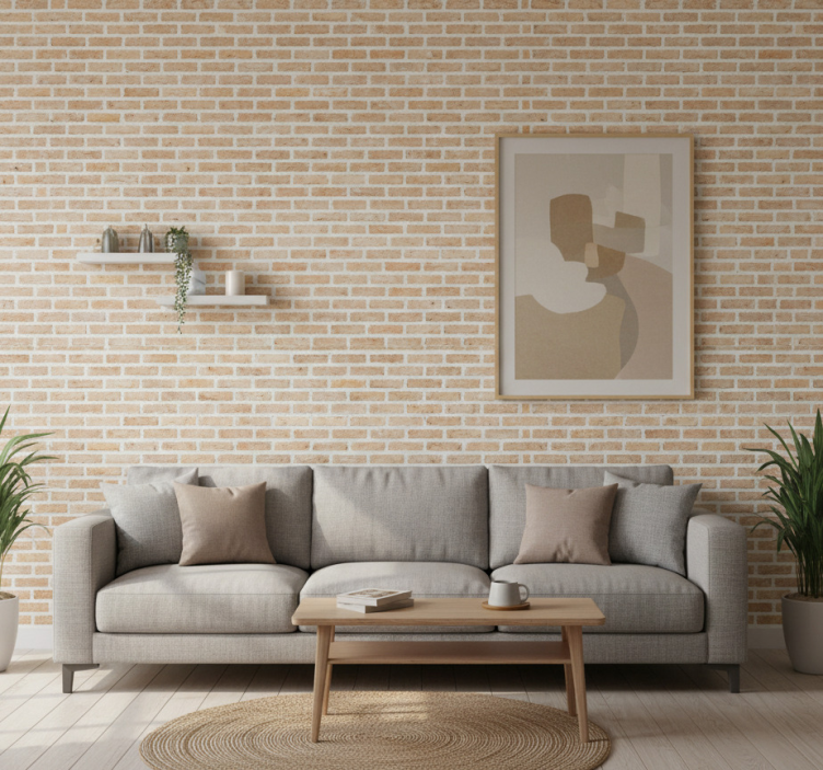 Light horizontal pattern brick wallpaper - TenStickers
