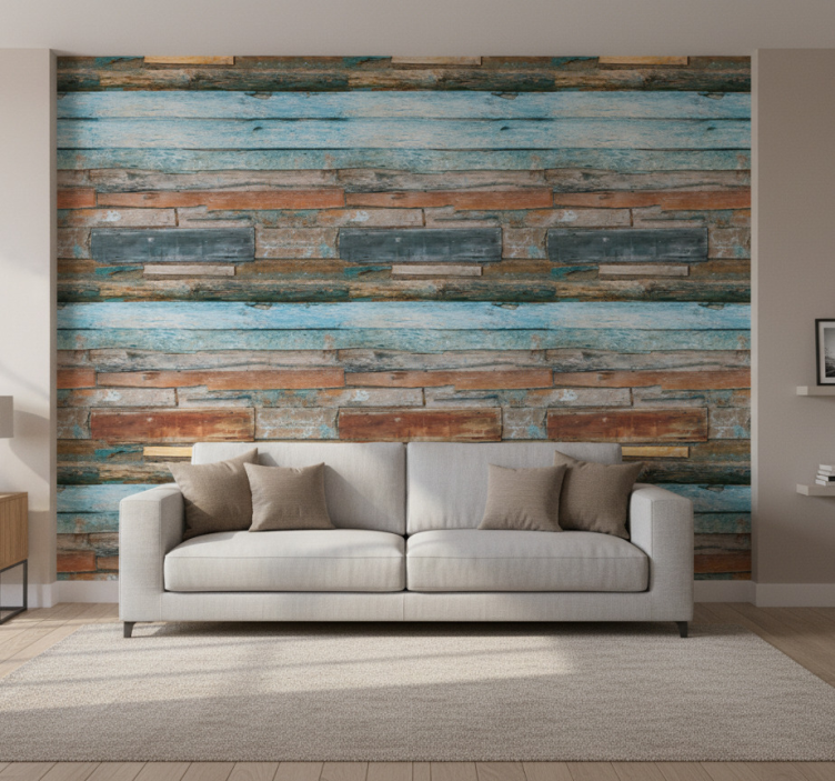 Living room wallpaper with vintage opaque effect - TenStickers