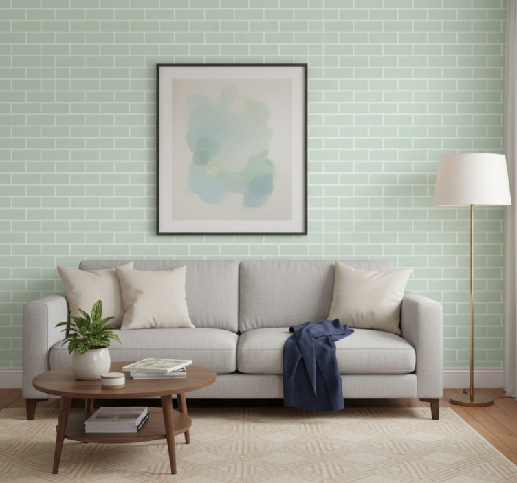 Green graceful pattern brick wallpaper - TenStickers