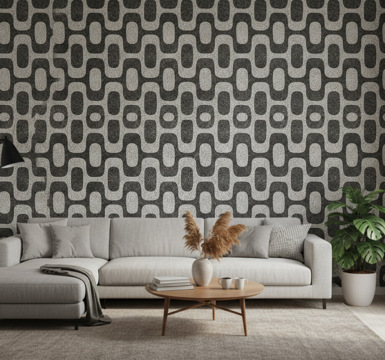 Living room wallpaper portuguese cobblestone design - TenStickers