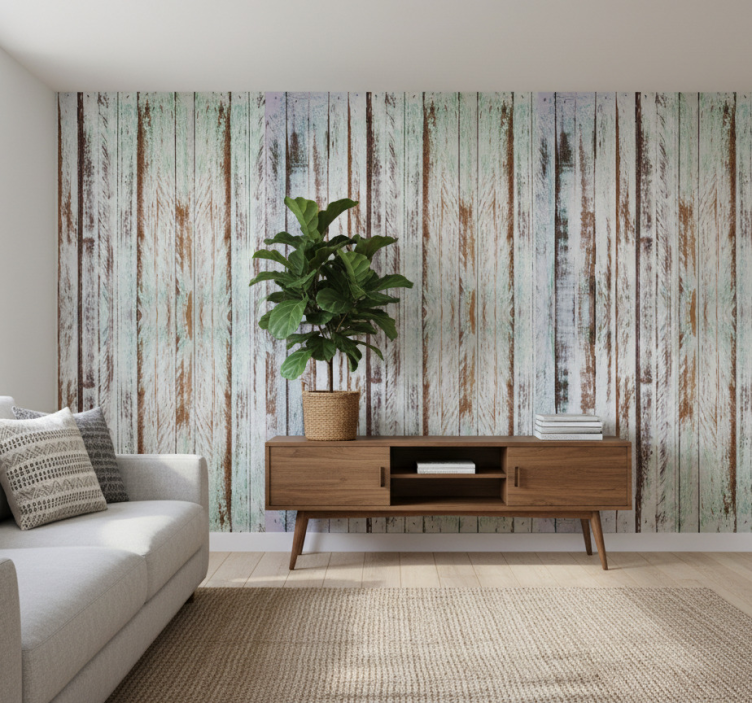 Ornamental wallpaper stripping wood design - TenStickers