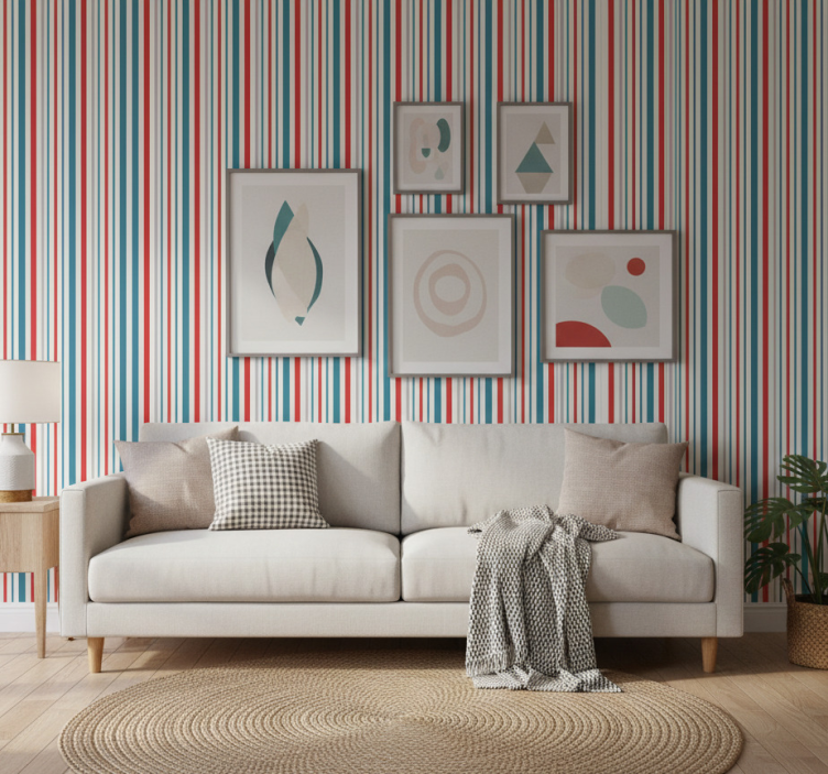 Ornamental wallpaper with marine retro stripes - TenStickers