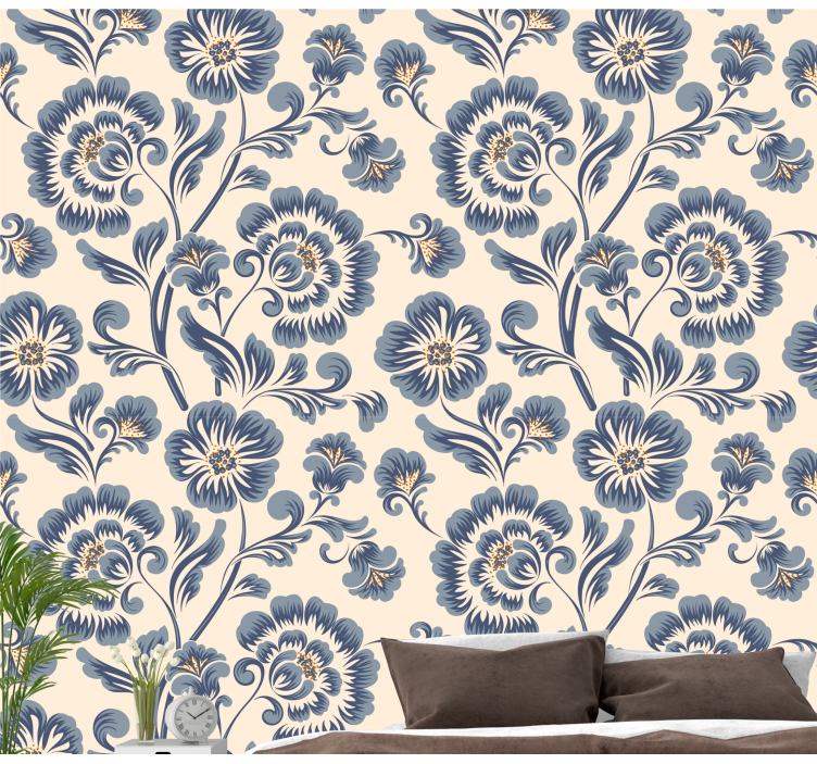 Ornate Floral Elegance ornamental flower wallpaper - TenStickers