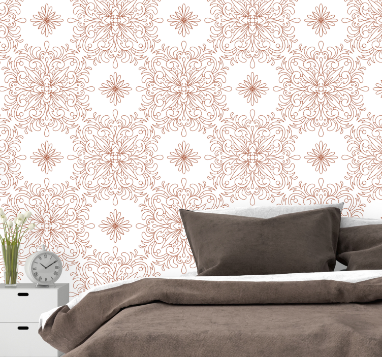 Ornate Floral ornamental flower wallpaper - TenStickers