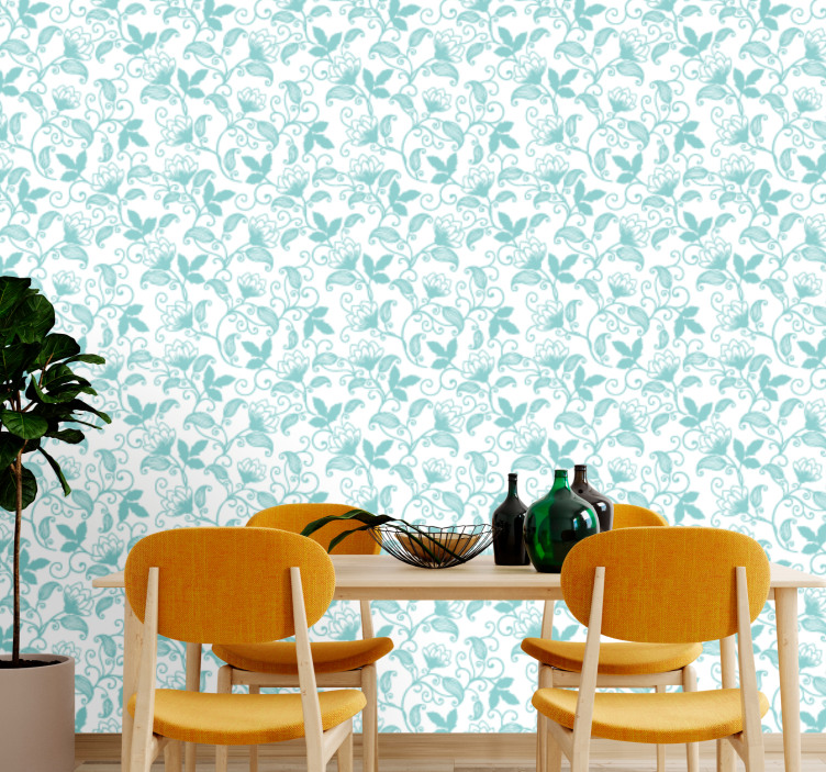 Ornate Scrolls leaf wallpaper - TenStickers