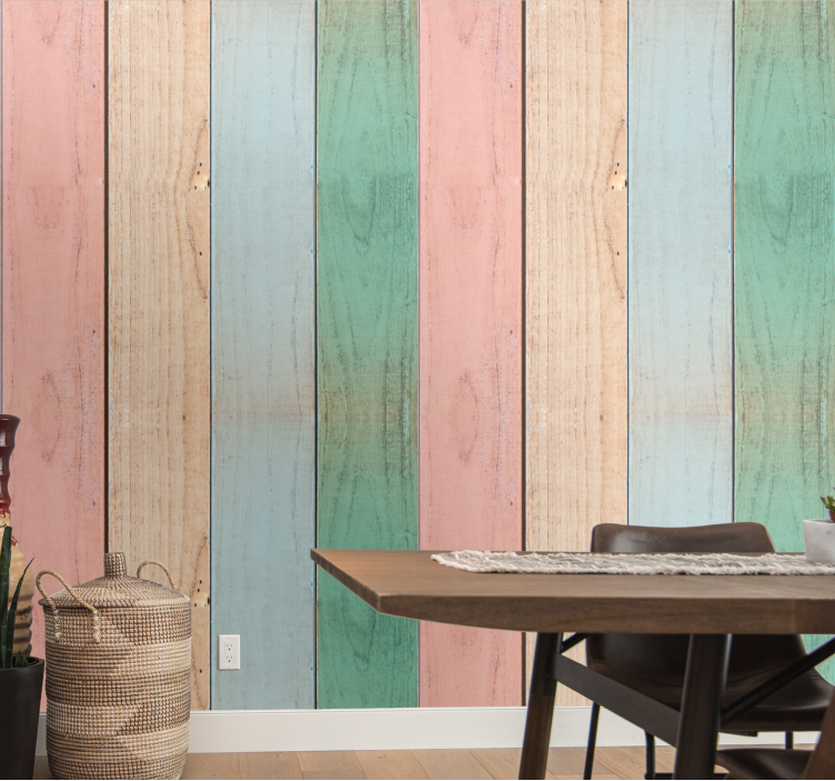 Pastel Plank Patterns wood effect  wallpaper - TenStickers