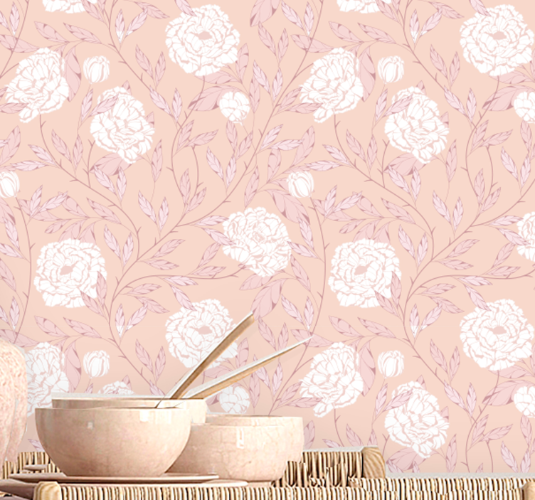 Peony Pattern ornamental flower wallpaper - TenStickers