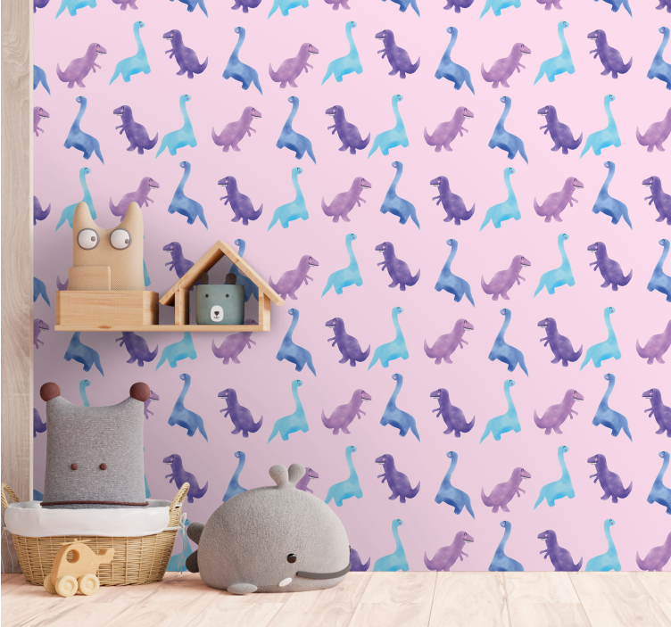 Pink Dinosaurs on Background  kids wallpaper - TenStickers