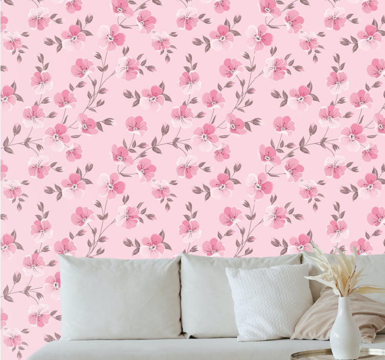 Pink Floral Arrangement flower wallpaper - TenStickers