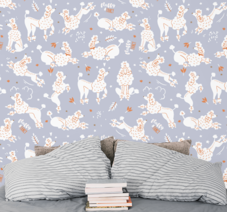 Pink poodle princess Bedroom Wallpaper - TenStickers