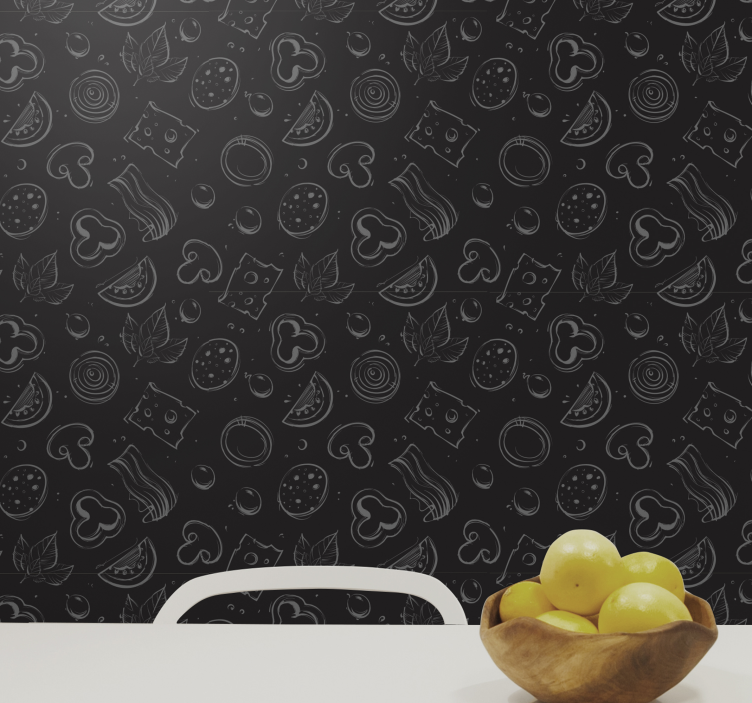 Pizza ingredients pattern kitchen wallpaper - TenStickers
