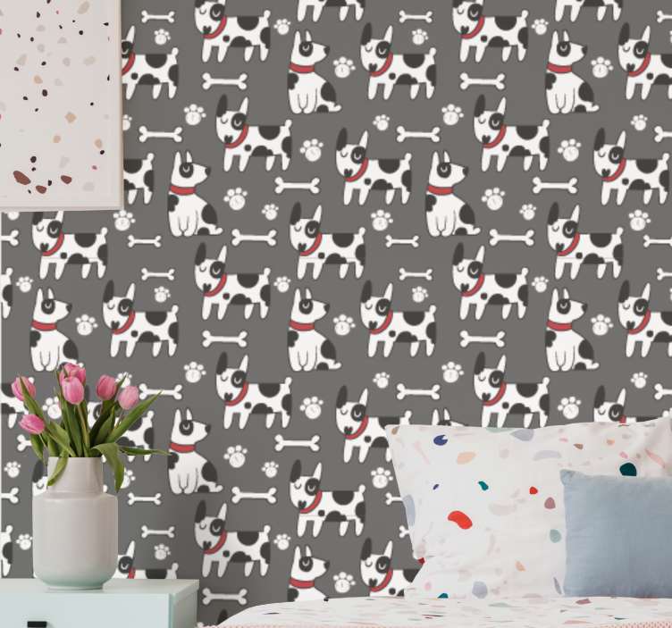 Playful Canine Illustration dogs wallpaper - TenStickers