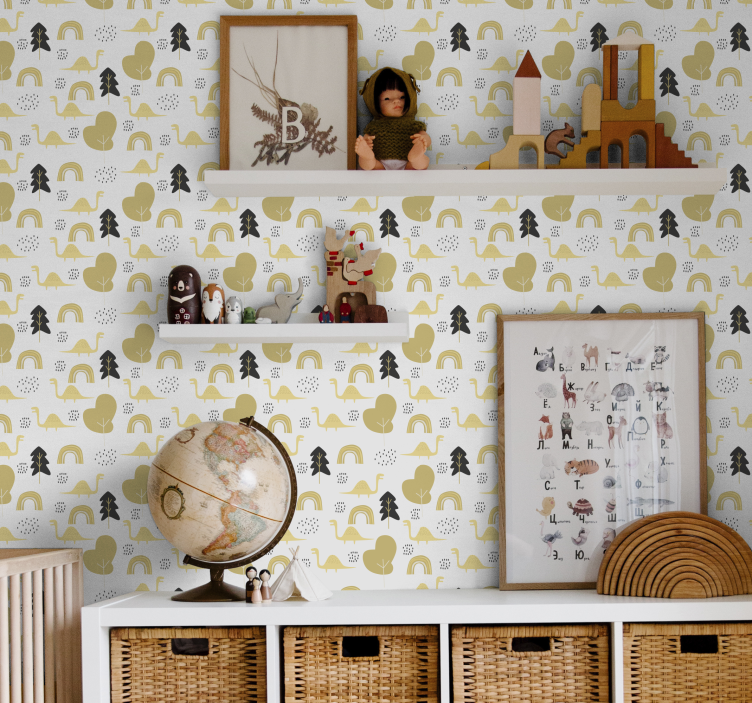 Playful Dinosaur Motif nursery wallpaper - TenStickers