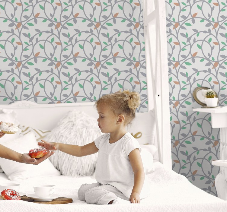 Retro floral scatter flower wallpaper - TenStickers