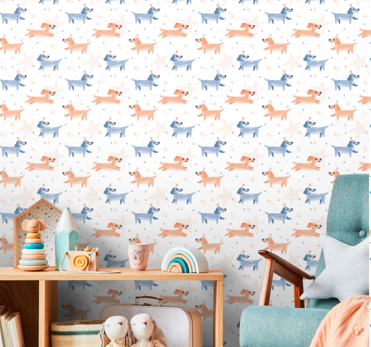 Playful Puppies Theme nursery wallpaper - TenStickers