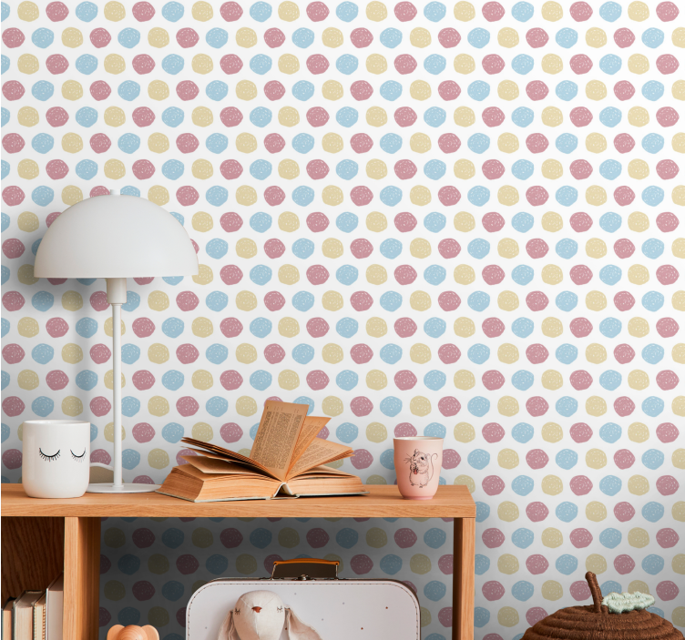 Polka dot wallpaper in charming polka dotted motif - TenStickers