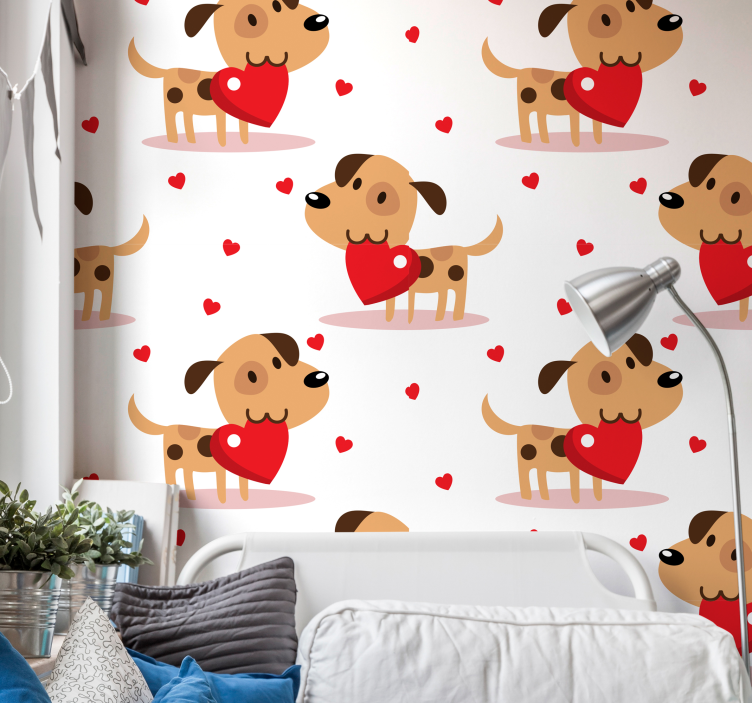 Puppy Love dogs wallpaper - TenStickers