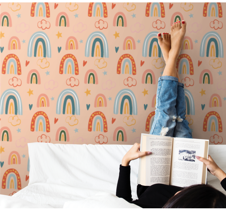 Rainbow Dreamscape teenage bedroom wallpaper - TenStickers