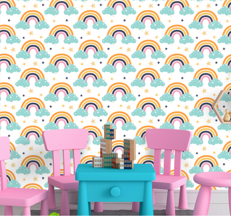 Rainbow Starry Sky Kids wallpaper - TenStickers