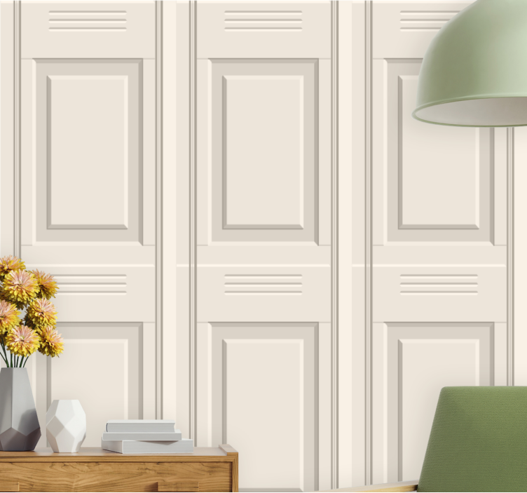 Realistic white paneling living room wallpaper - TenStickers