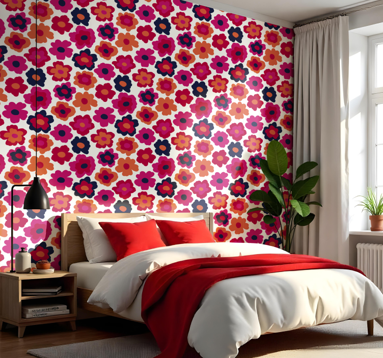 Red poppy flower wallpaper - TenStickers