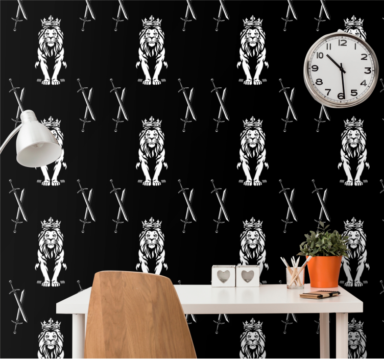 Regal Lions Pattern animal wallpaper - TenStickers