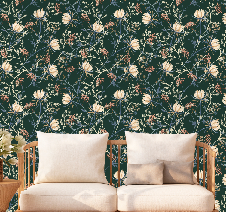 'Restore emerald' style leaf wallpaper - TenStickers