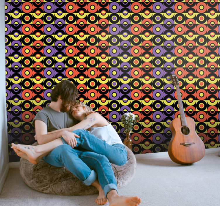 Retro Circles Pattern vintage wallpaper - TenStickers
