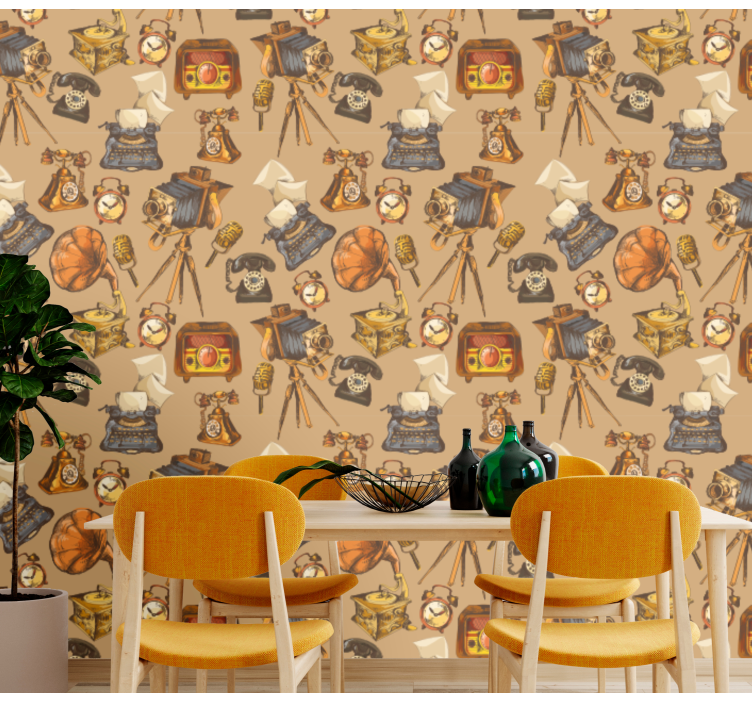 Retro Item Montage vintage wallpaper - TenStickers