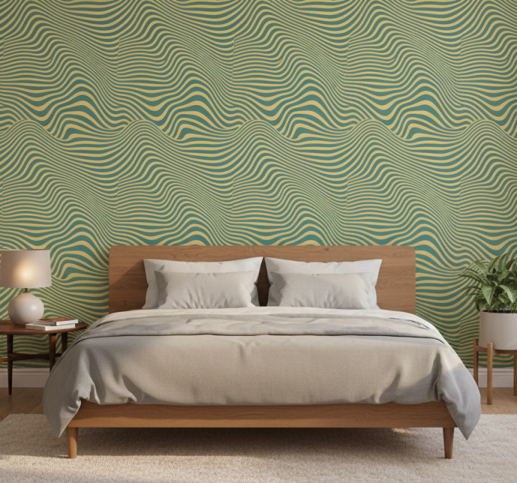 Retro lines bedroom wallpaper - TenStickers