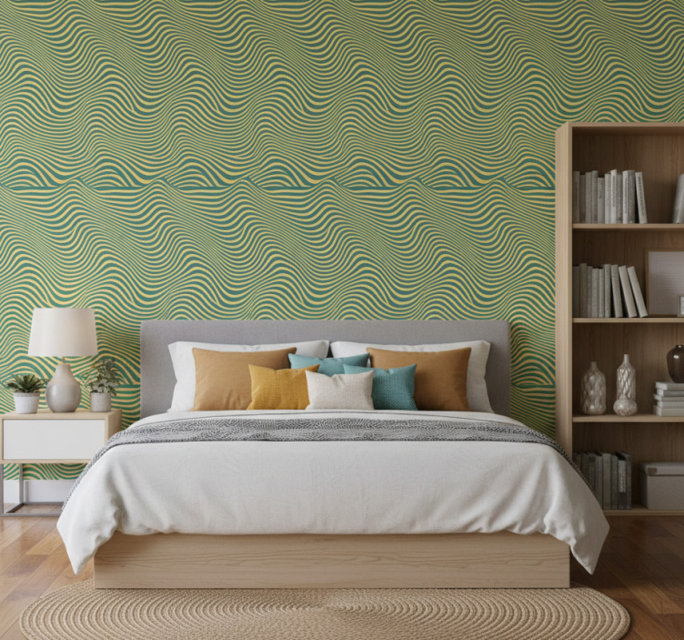 Retro lines bedroom wallpaper - TenStickers