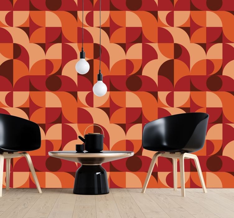 Retro Print Red Abstract Wallpaper - TenStickers