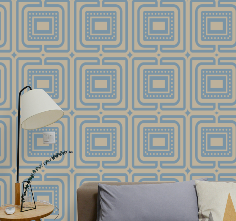 Retro Geometric Squares geometric wallpaper - TenStickers