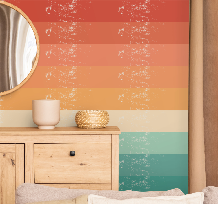 Retro striped rainbow vintage wallpaper - TenStickers