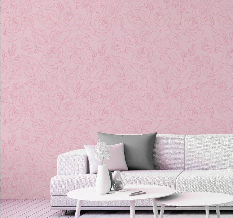 Rose pink background flower wallpaper - TenStickers