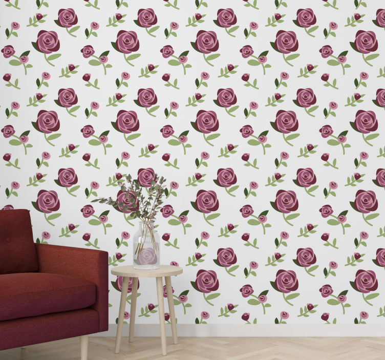 Rose Pattern Design flower wallpaper - TenStickers