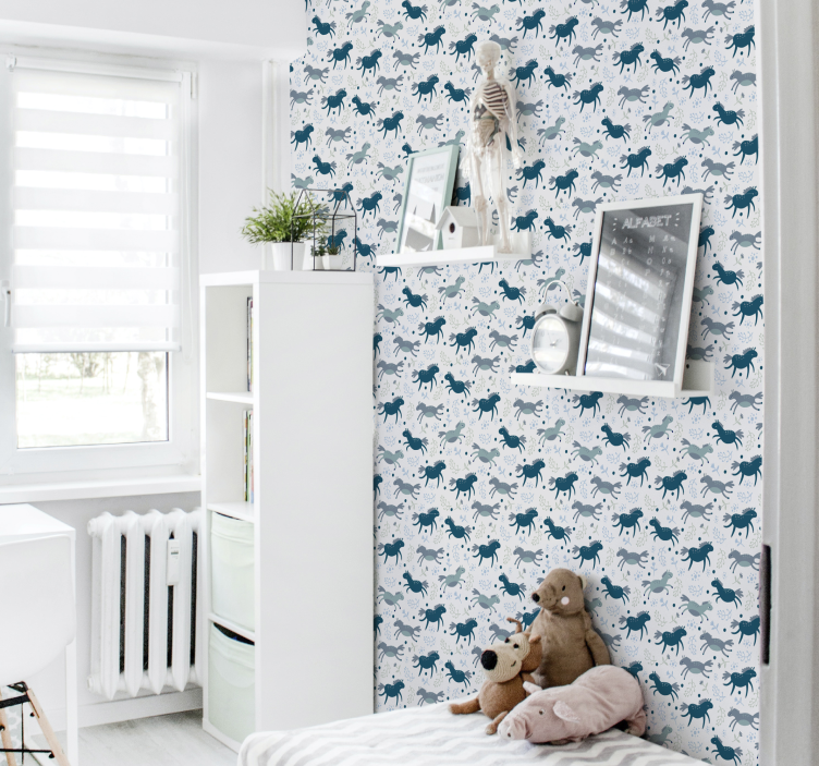 Running blue foals horses wallpaper - TenStickers