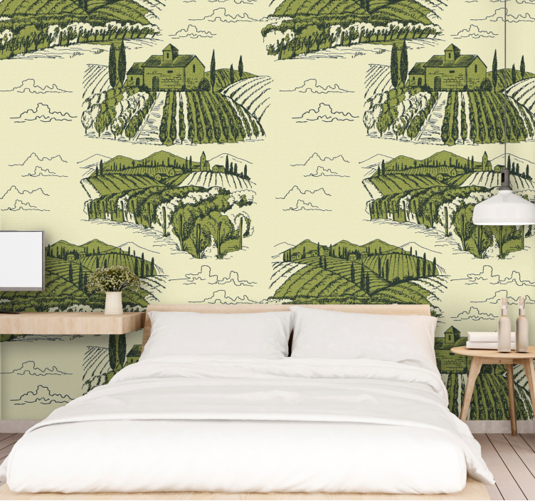 Rural scene rustic wallpaper - TenStickers