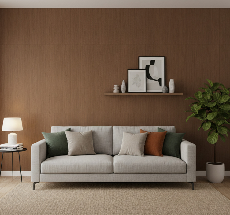 Rustic wallpaper in dark brown wood effect - TenStickers