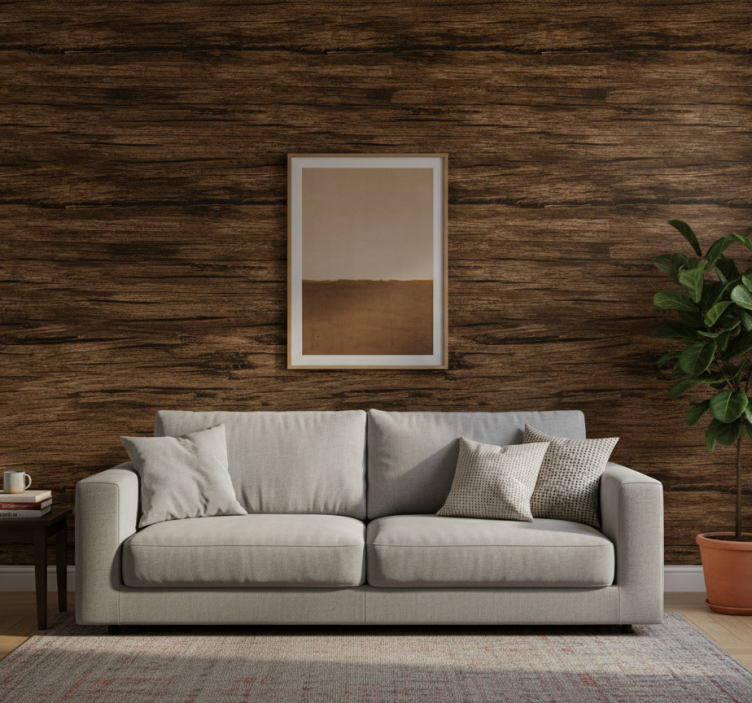 Rustic wallpaper striped dark brown - TenStickers