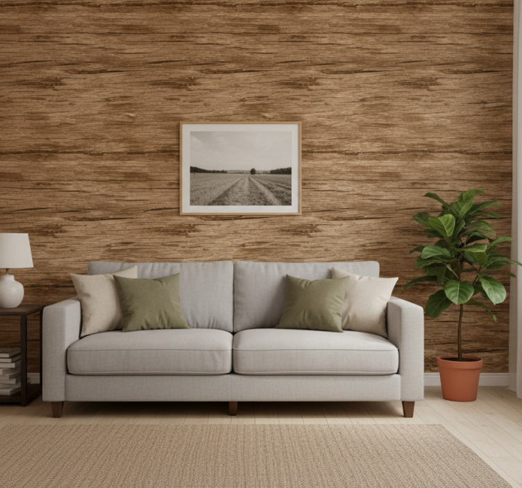 Rustic wallpaper striped light brown - TenStickers