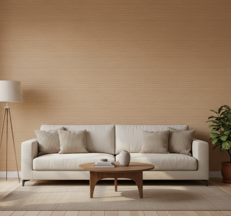 Rustic wallpaper striped light brown planks - TenStickers