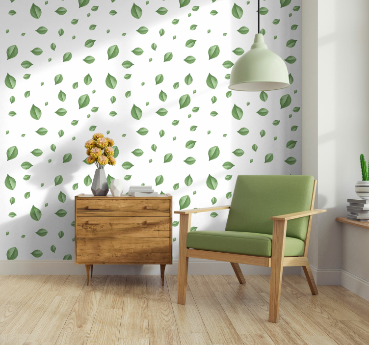 Scattered Leaves Pattern leaf wallpaper - TenStickers