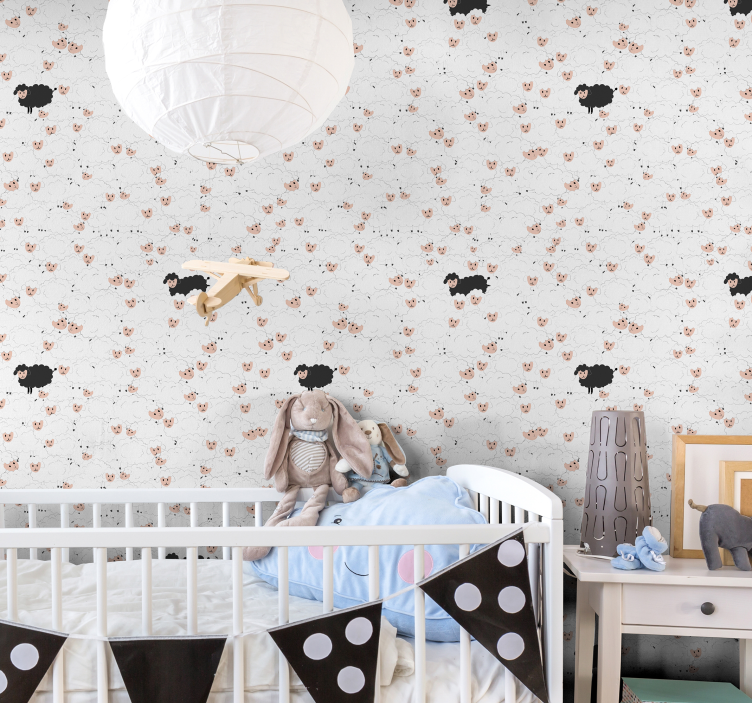 Sheep Delight Motif nursery wallpaper - TenStickers
